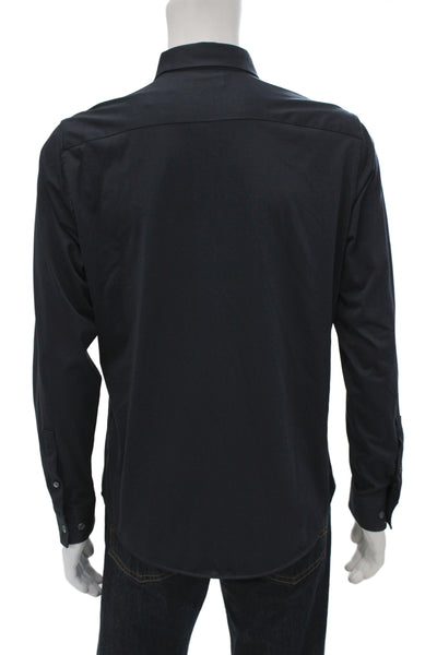 Theory Men's Long Sleeves Collared Button Down Shirt Black Size M