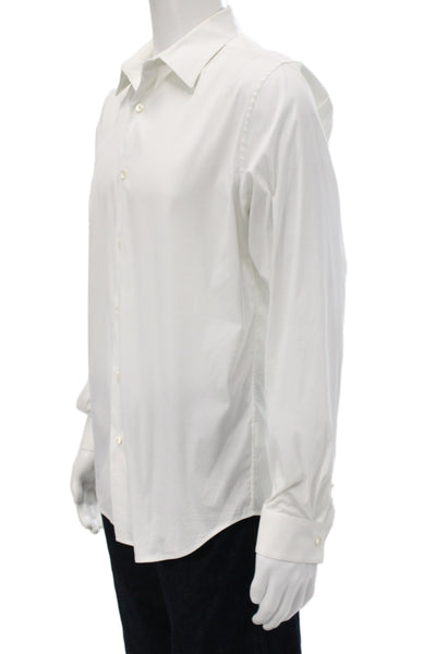 Theory Mens Point Collar Dress Shirt White Long Sleeve Size L