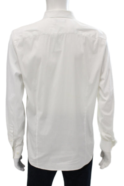 Theory Mens Point Collar Dress Shirt White Long Sleeve Size L