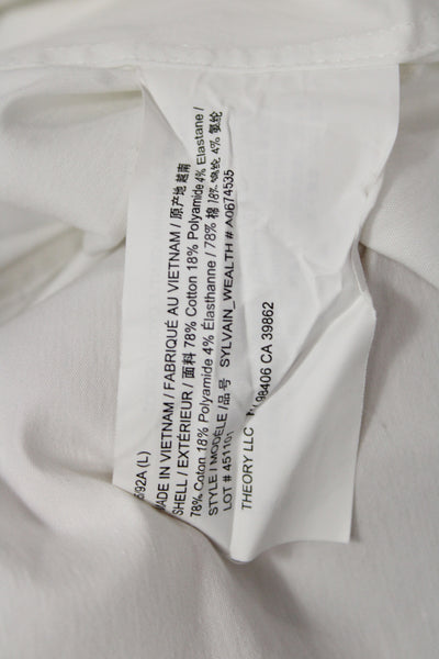 Theory Mens Point Collar Dress Shirt White Long Sleeve Size L