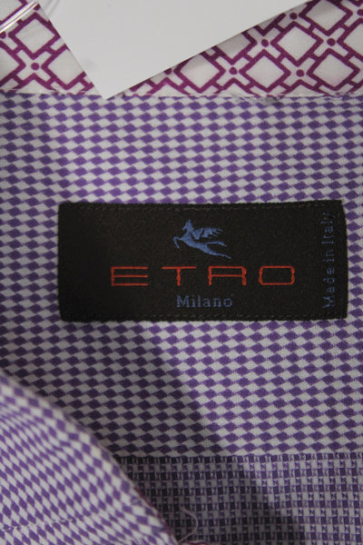 Etro Men's Long Sleeves Button Down Geometric Print Shirt Size 44
