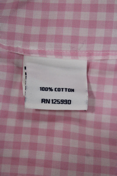 Faconnable Men's Long Sleeves Button Down Pink Plaid Shirt Size XL