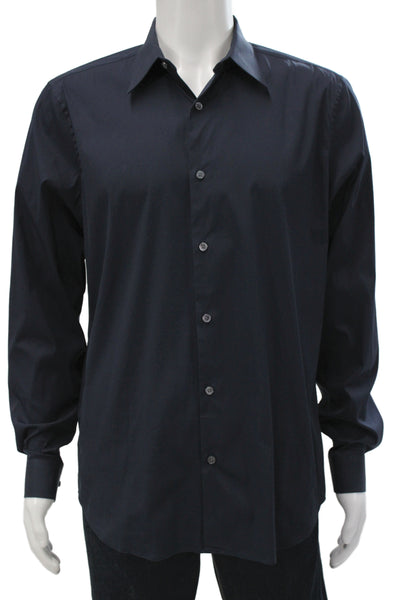 Theory Men's Long Sleeves Button Down Navy Blue Shirt Size L