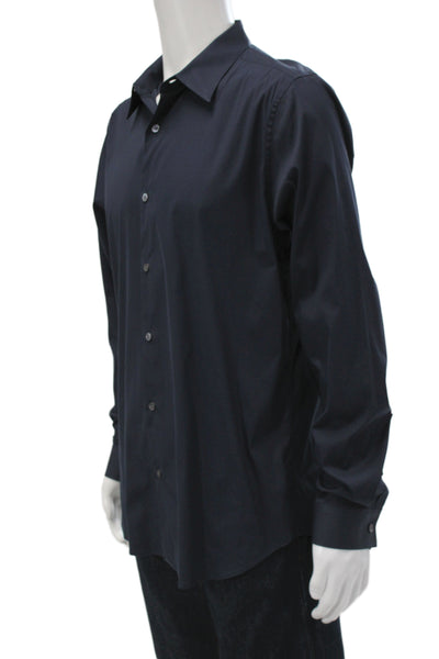 Theory Men's Long Sleeves Button Down Navy Blue Shirt Size L