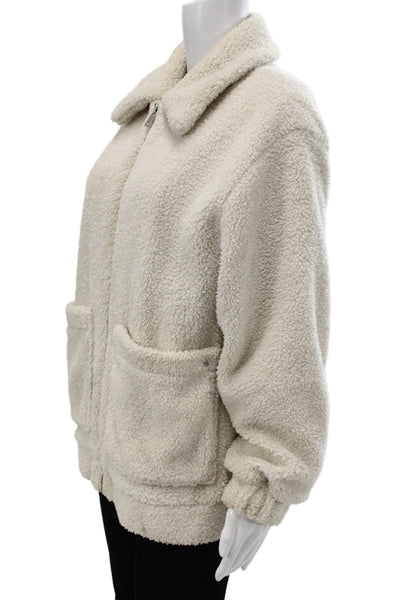 Ugg Womens Collared Zip Jacket Beige Polyester Long Sleeve Classic Size XS