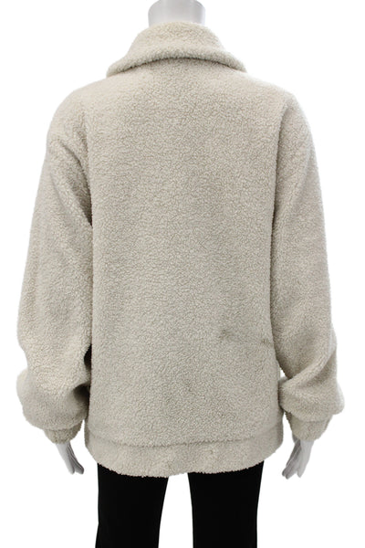Ugg Womens Collared Zip Jacket Beige Polyester Long Sleeve Classic Size XS