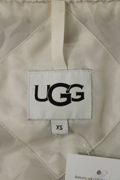 Ugg Womens Collared Zip Jacket Beige Polyester Long Sleeve Classic Size XS