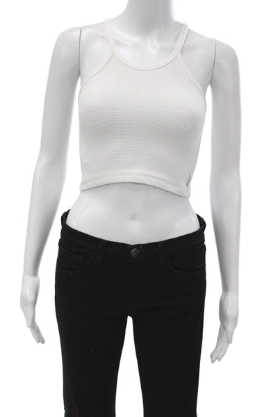 FP Movement Women High Neck Cropped Tank White Button Sleeveless Size 2XS Placeh