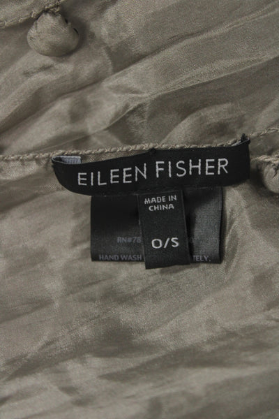 Eileen Fisher Womens Lightweight Silk Knit Pom Pom Trim Scarf Gray 76"x18"