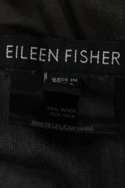 Eileen Fisher Womens Wool Silk Knit Tassel Trim Lightweight Scarf Gray 60"x20"