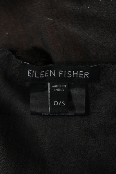 Eileen Fisher Womens Wool Silk Knit Tassel Trim Lightweight Scarf Gray 60"x20"