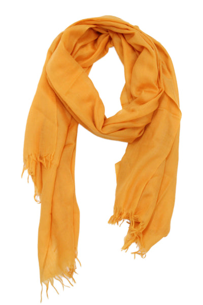 Eskandar Womens Cashmere Knit Fringe Trim Lightweight Scarf Orange 72"x27"