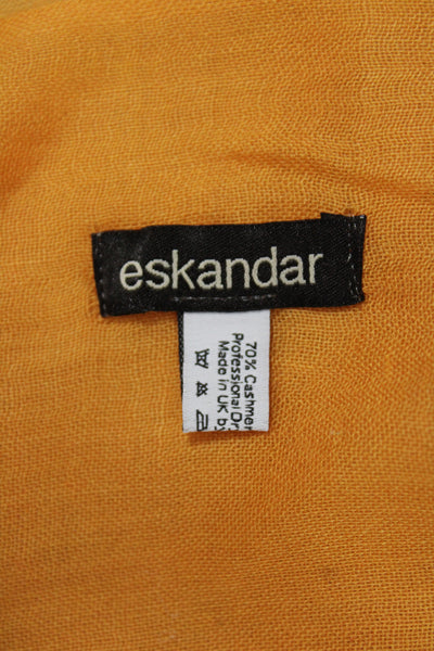 Eskandar Womens Cashmere Knit Fringe Trim Lightweight Scarf Orange 72"x27"