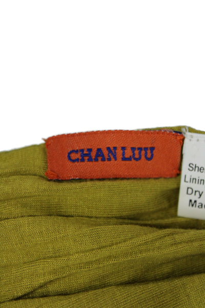 Chan Luu Womens Lightweight Sheer Overlay Striped Cowl Scarf Green Teal 74"x18"
