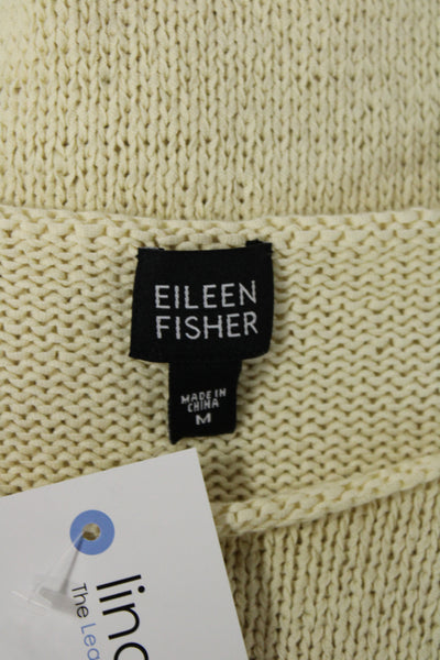 Eileen Fisher Women Basic Beige Cotton Sleeveless Tank Round Neck Size M