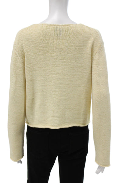 Eileen Fisher Unisex Beige V-Neck Long Sleeve Button Cardigan Size M