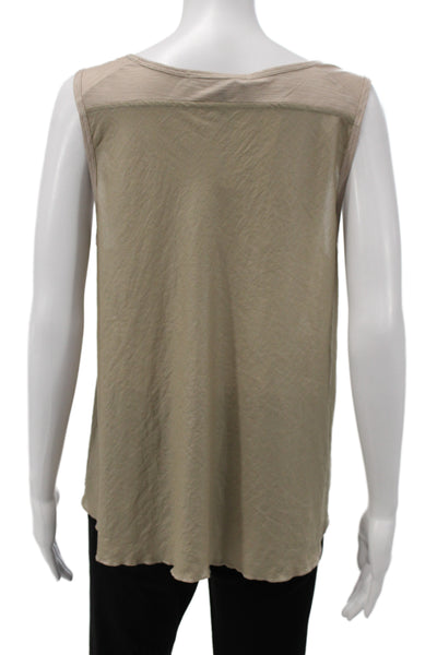 BCBGMAXAZRIA Women Basic Beige Cotton Sleeveless Round Neck Tank Size M