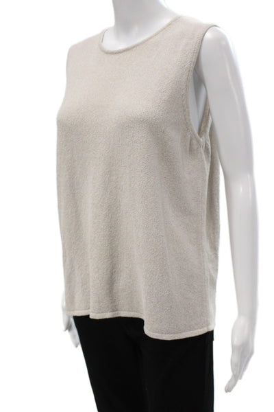 Eileen Fisher Womens Sleeveless Basic Tank Beige Viscose Round Neck Size M