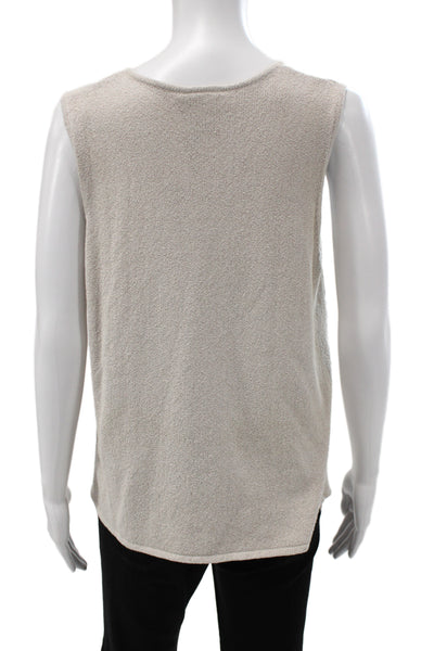 Eileen Fisher Womens Sleeveless Basic Tank Beige Viscose Round Neck Size M