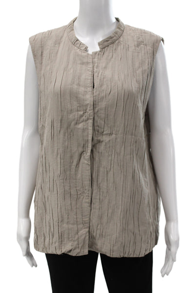 Eileen Fisher Womens Sleeveless Basic Tank Blouse Tan Size XL