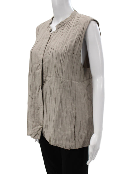 Eileen Fisher Womens Sleeveless Basic Tank Blouse Tan Size XL