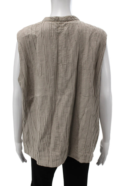 Eileen Fisher Womens Sleeveless Basic Tank Blouse Tan Size XL