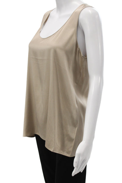 Eileen Fisher Womens Sleeveless Basic Tank Blouse Tan Size XL