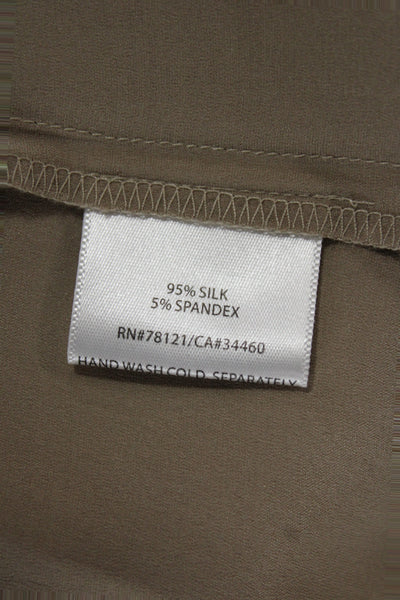 Eileen Fisher Women Beige Silk Scoop Neck Sleeveless Basic Tank Pullover Size M