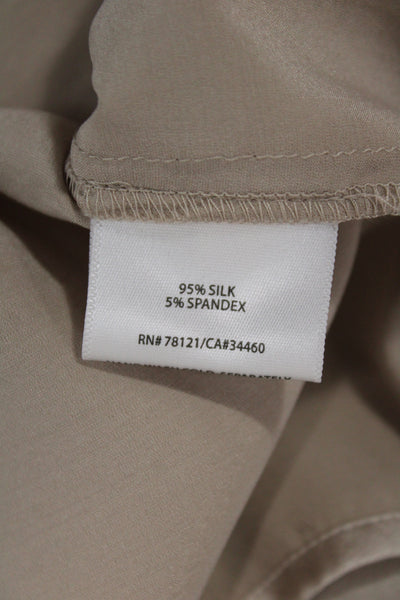Eileen Fisher Women Beige V-Neck Sleeveless Tank Organic Cotton Silk Size L