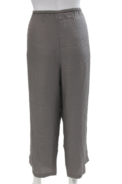 Eileen Fisher Women Cropped Linen Cotton Pants Gray Drawstring Size XL