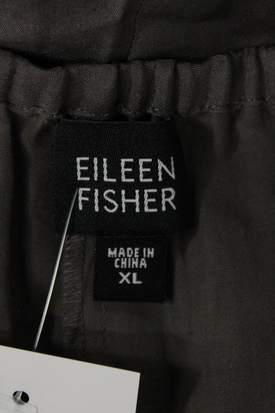 Eileen Fisher Women Cropped Linen Cotton Pants Gray Drawstring Size XL