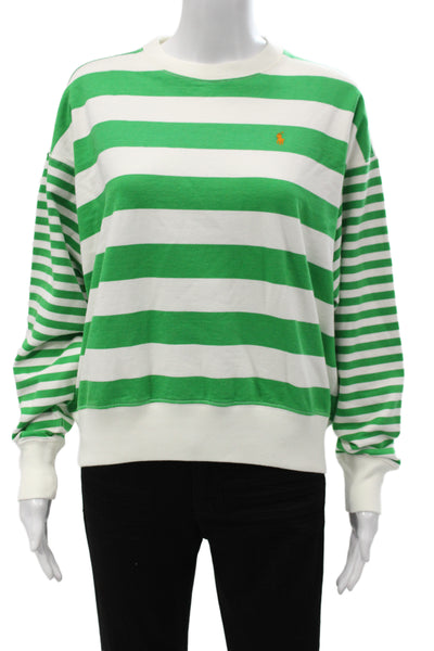 Polo Ralph Lauren Unisex Pullover Sweatshirt Green Striped Size XS