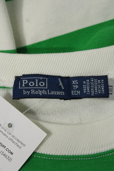 Polo Ralph Lauren Unisex Pullover Sweatshirt Green Striped Size XS