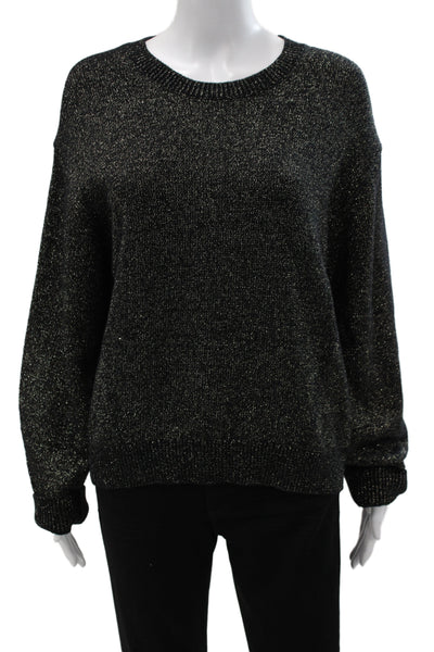 Velvet Unisex Pullover Sweater Black Crew Neck Long Sleeve Size S
