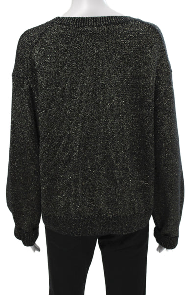 Velvet Unisex Pullover Sweater Black Crew Neck Long Sleeve Size S