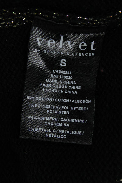 Velvet Unisex Pullover Sweater Black Crew Neck Long Sleeve Size S