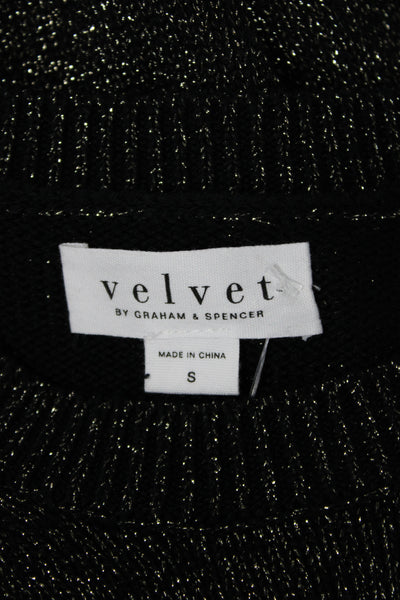 Velvet Unisex Pullover Sweater Black Crew Neck Long Sleeve Size S
