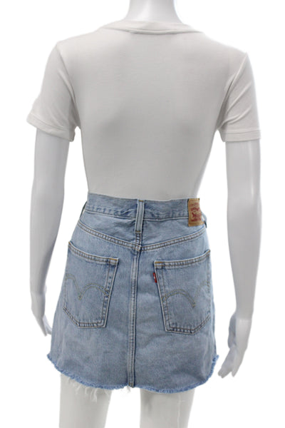 Levis Womens Light Blue Mini A-Line Cotton Solid Skirt Size 29