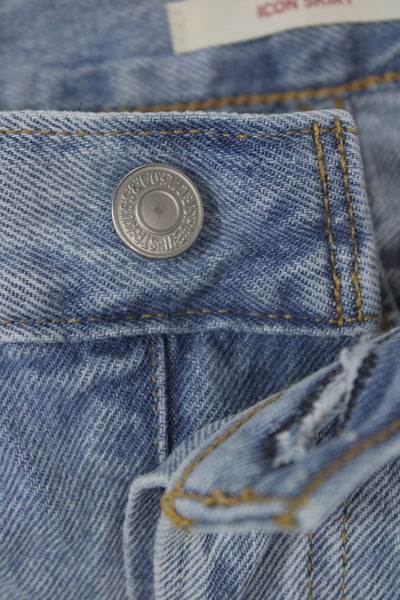Levis Womens Light Blue Mini A-Line Cotton Solid Skirt Size 29