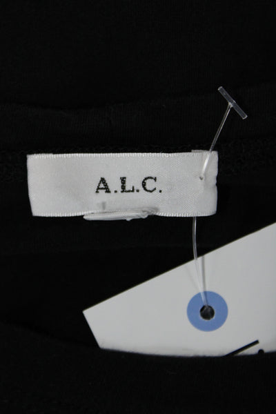 ALC Women Cropped Sleeveless T-Shirt Black Cotton Crew Neck Size L