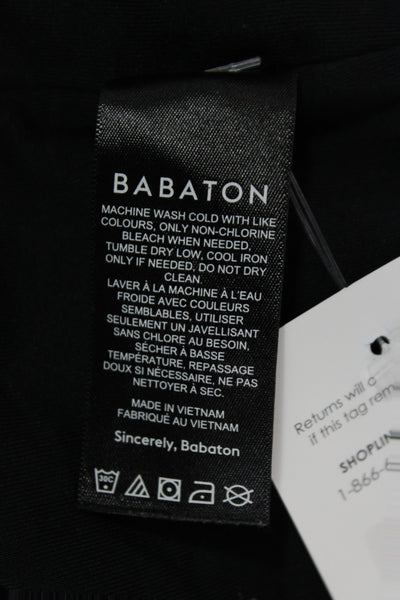 Babaton Womens Black Cropped Long Sleeve Round Neck Top Size L