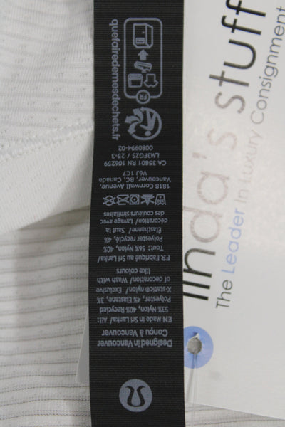Lululemon Mens White Striped Crew Neck Short Sleeve T Shirt Polyester Size M