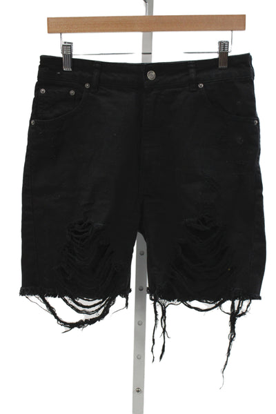 Ser.O.Ya Unisex Black Organic Cotton Grunge Shorts Button Size 27