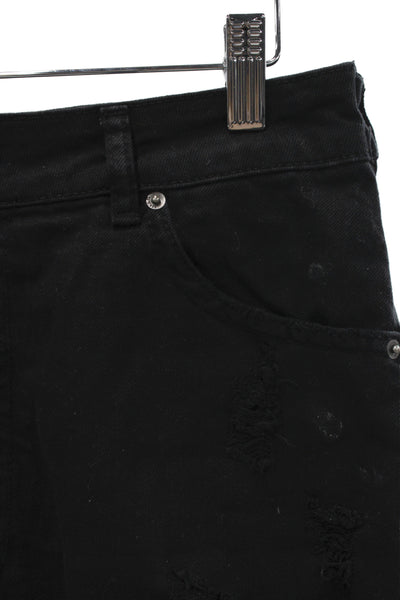 Ser.O.Ya Unisex Black Organic Cotton Grunge Shorts Button Size 27