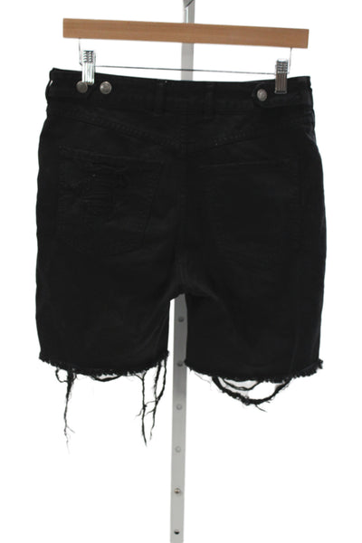 Ser.O.Ya Unisex Black Organic Cotton Grunge Shorts Button Size 27