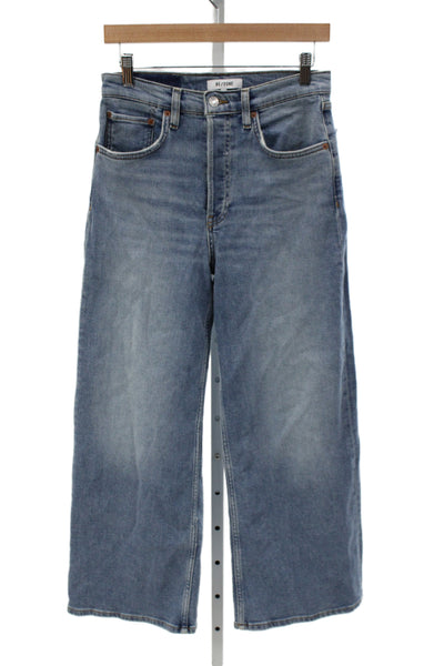 Re/Done Womens Wide Leg Jeans Blue High Rise Size 26