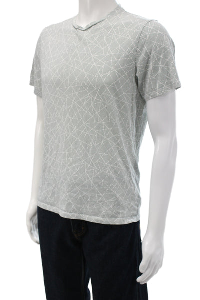 Theory Mens Gray V-Neck Geometric Cotton T-Shirt Size M