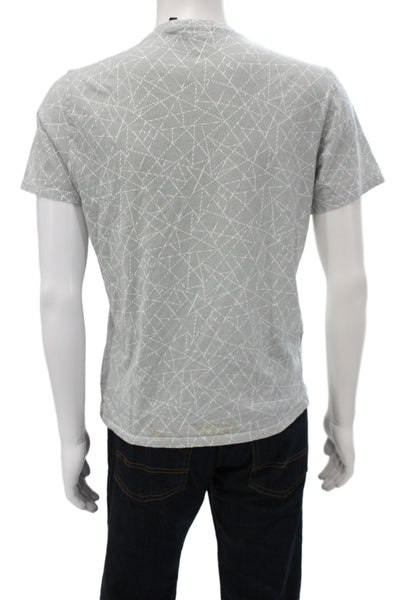 Theory Mens Gray V-Neck Geometric Cotton T-Shirt Size M