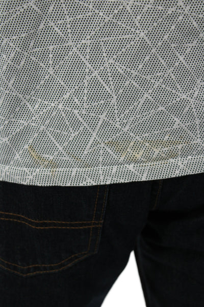 Theory Mens Gray V-Neck Geometric Cotton T-Shirt Size M