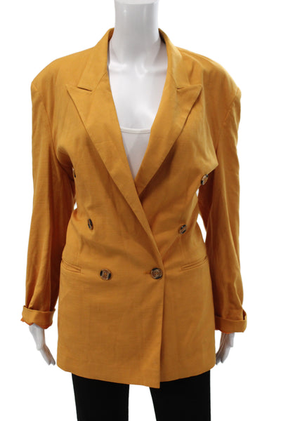 Asos Womens Orange Collared 80s Solid Long Sleeve Blazer Size 4